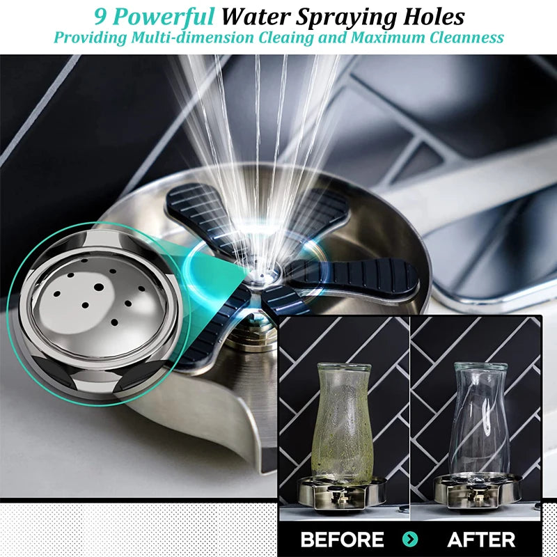 Kitchen Sink Glass Cup Wash Automatic Stainless Steel Pressure Spray Washer Cup Tool Cleaning Faucet Bar Rinser Coffee Pitcher