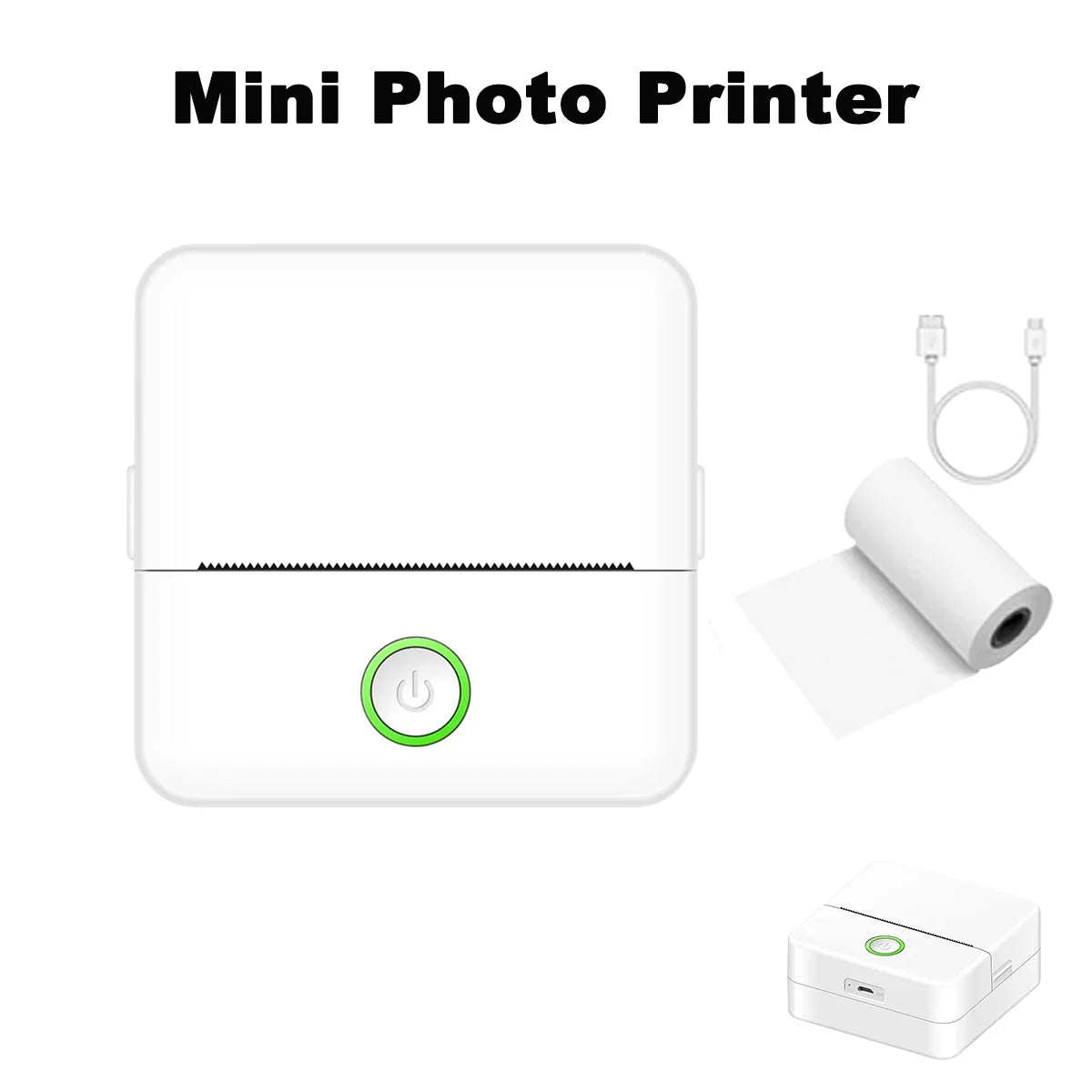 Thermal Mini Printer, Portable Inkless Sticker Maker,Bluetooth Free Cut Small Pocket Printer for Children DIY 57Mm Photo Print