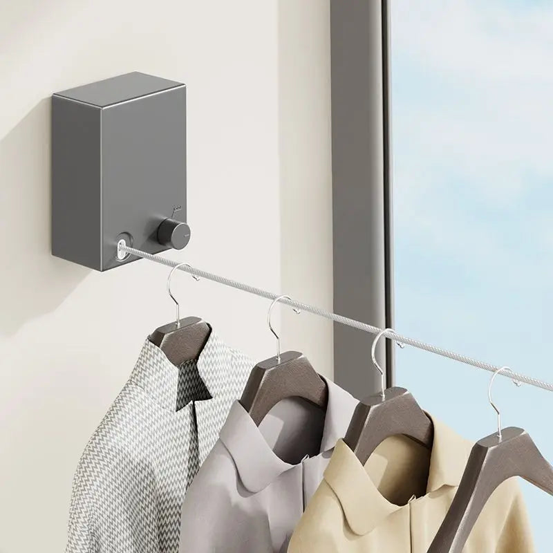 Invisible Clothesline Indoor without Hole-Punching Shrinkage Wire Clothes Drying Artifact Bathroom Balcony Telescopic Hanging