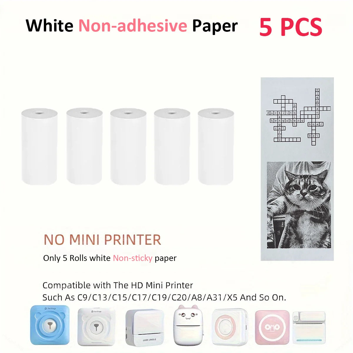 Thermal Mini Printer, Portable Inkless Sticker Maker,Bluetooth Free Cut Small Pocket Printer for Children DIY 57Mm Photo Print