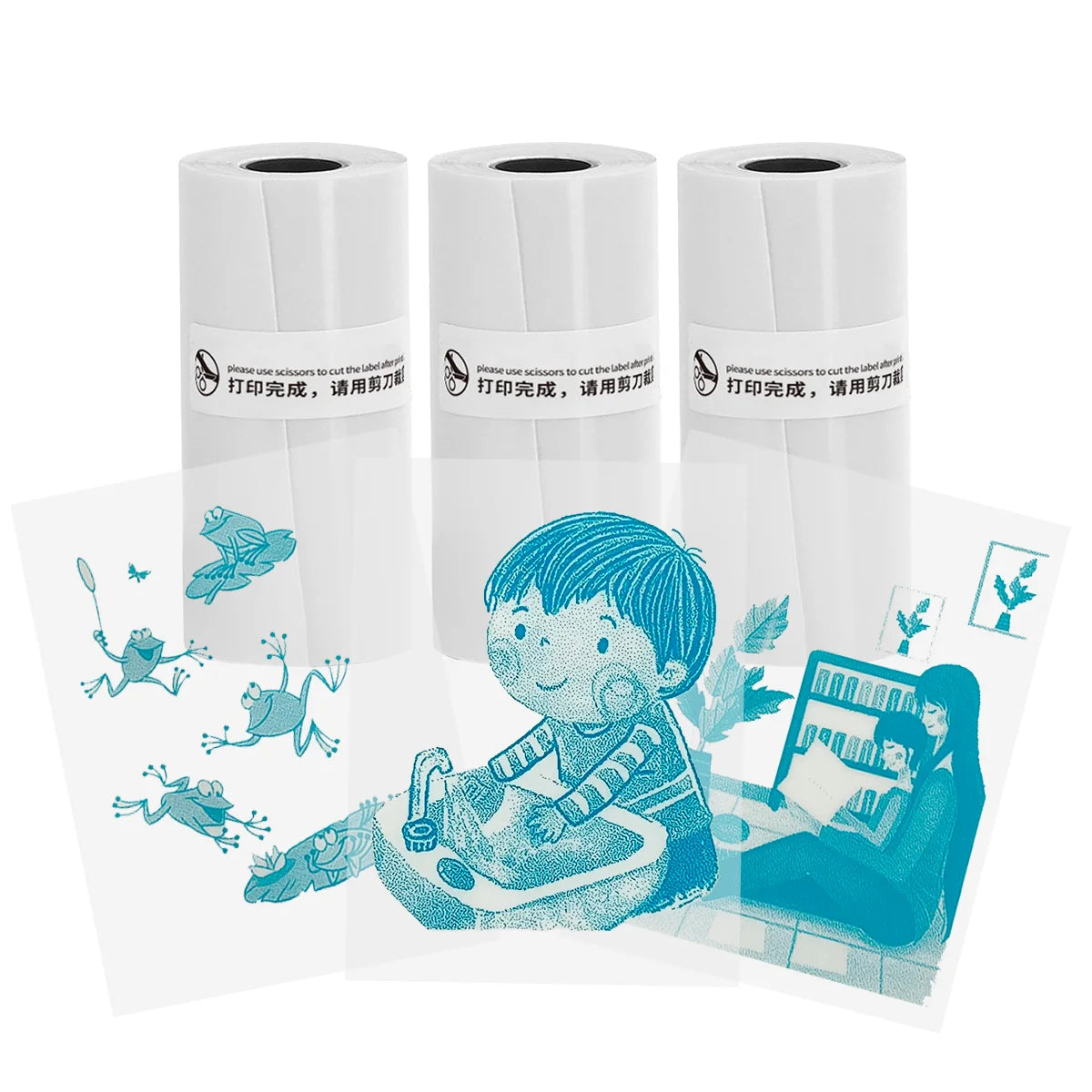 Thermal Mini Printer, Portable Inkless Sticker Maker,Bluetooth Free Cut Small Pocket Printer for Children DIY 57Mm Photo Print