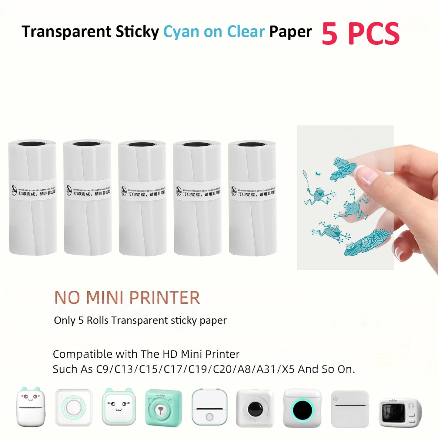 Thermal Mini Printer, Portable Inkless Sticker Maker,Bluetooth Free Cut Small Pocket Printer for Children DIY 57Mm Photo Print