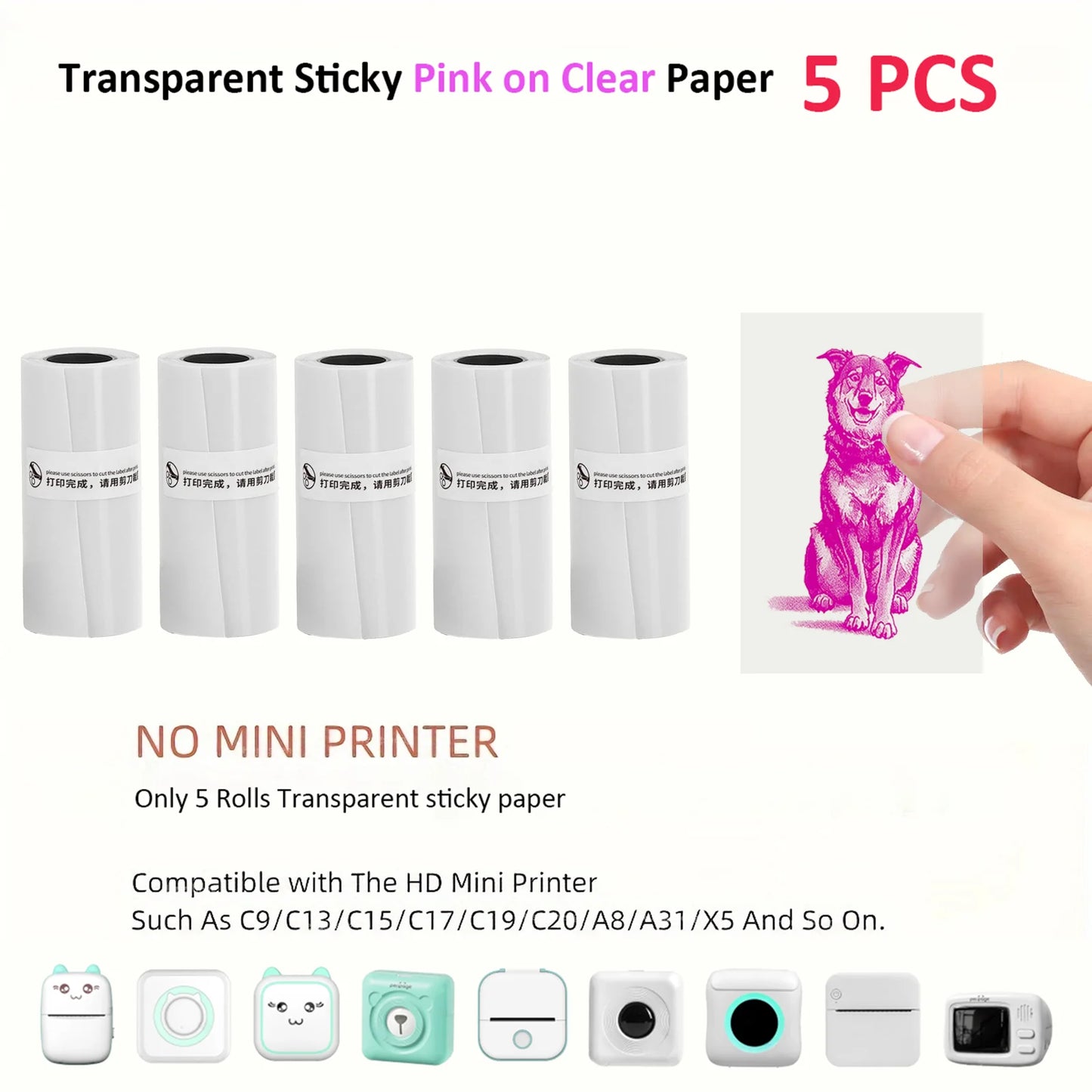 Thermal Mini Printer, Portable Inkless Sticker Maker,Bluetooth Free Cut Small Pocket Printer for Children DIY 57Mm Photo Print