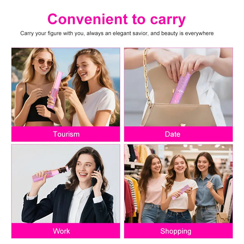 Mini Bling Usb Wireless Rechargeable Portable Hair Straightener Curler Flat Iron Professional Cordless Travel Hair Straightener